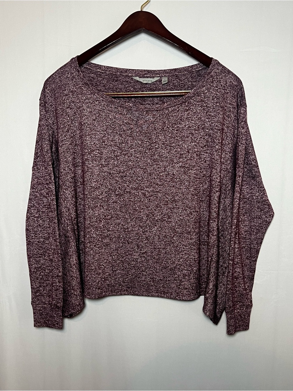 Athleta Marled Purple Heather  Oversized Long Sleeve Top - Size Medium Boxy